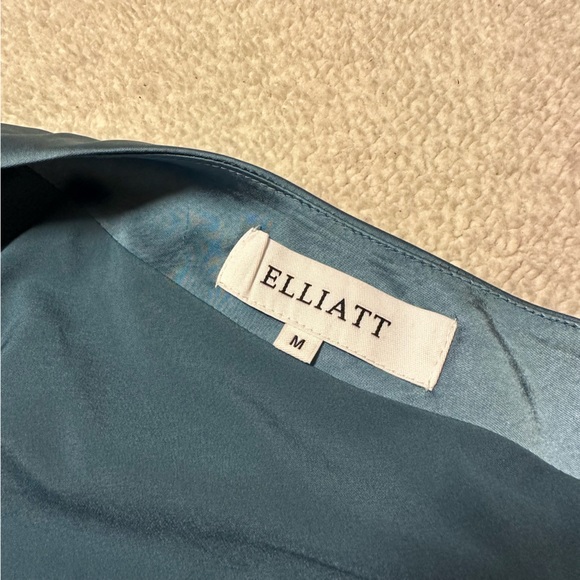 ELLIATT Revolve Cassini Dress Blue One Shoulder Satin Ruched Slit - Picture 15 of 16